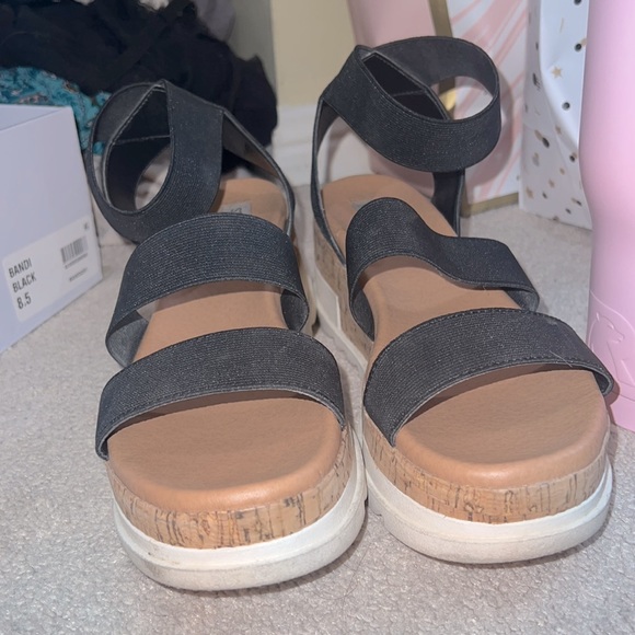 steve madden Bandi Blush Cork-Wrapped Textile Ankle Strap Platform Wedge Sandal - Picture 2 of 5